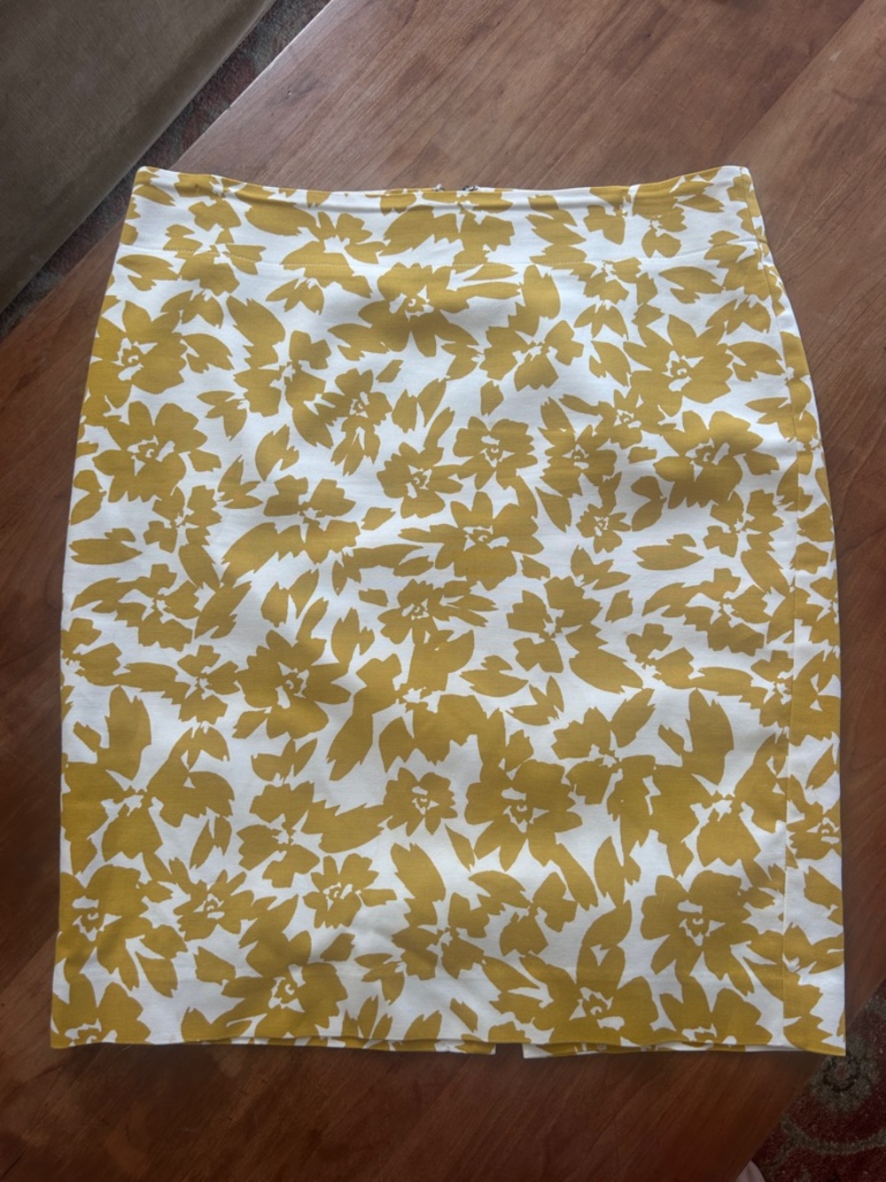 LOFT Yellow Floral Pencil Skirt on White